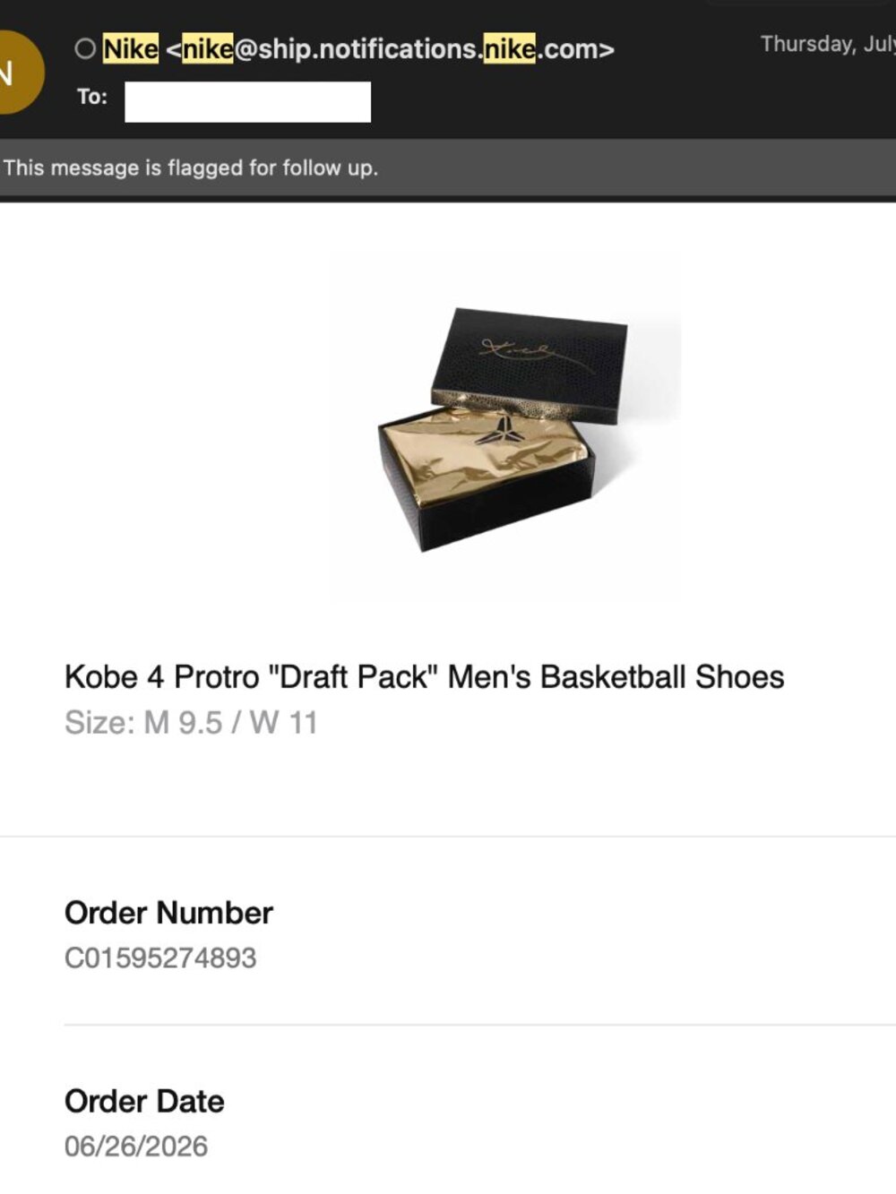 Brand new Authentic Kobe 4 Protro "Draft Pack" Sealed: M 9.5 / W 11 ( SNKRS APP) - Picture 5 of 6